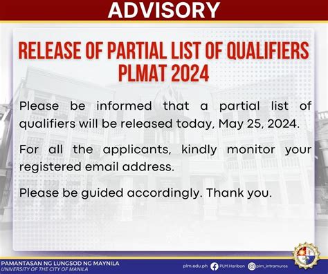 plmat results 2024|PLMAT 2024 Advisory: .
